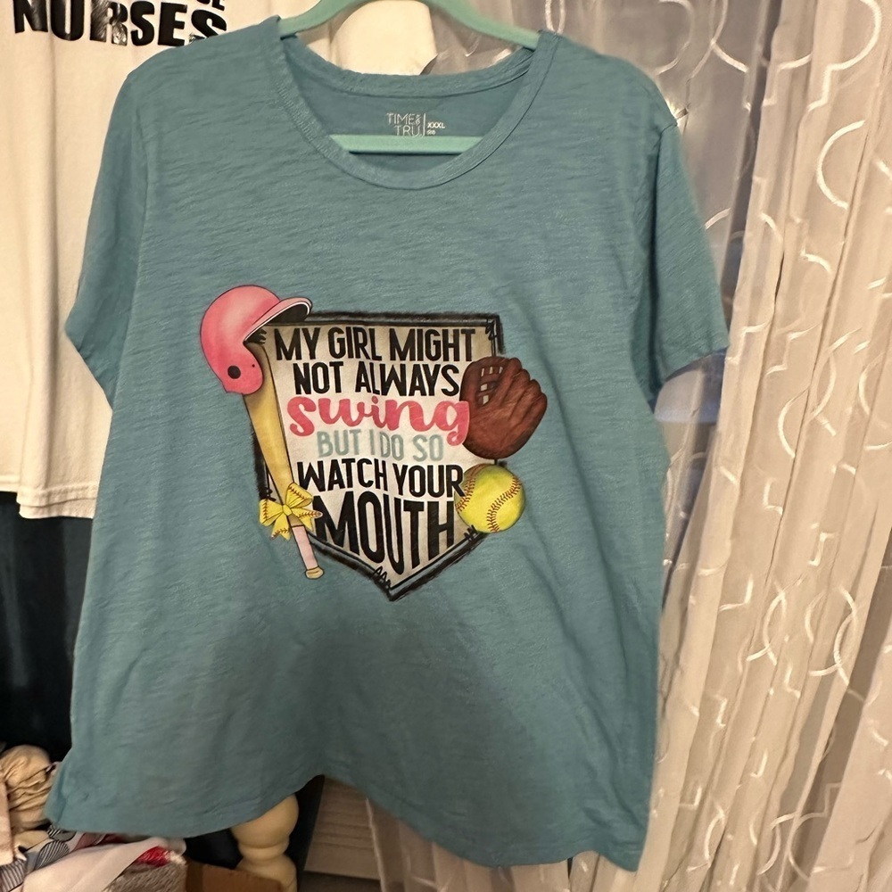 Time and Tru Light Blue Casual Tee